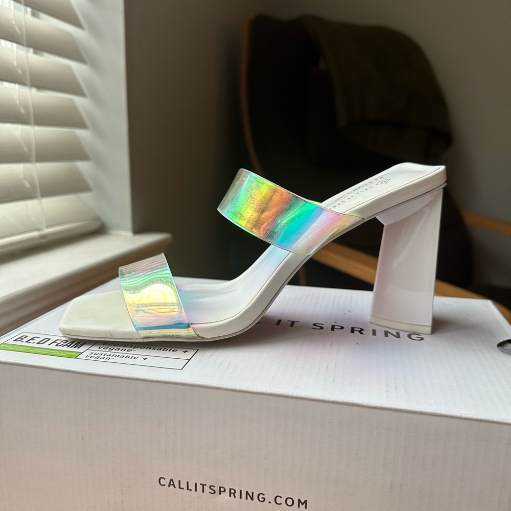 Fun White and Iridescent Call It Spring Heels